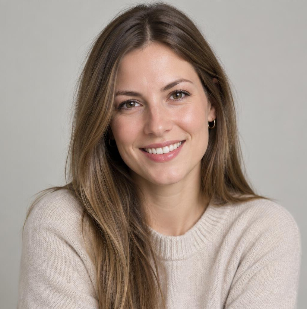 Portrait of a woman with long light hair smiling
