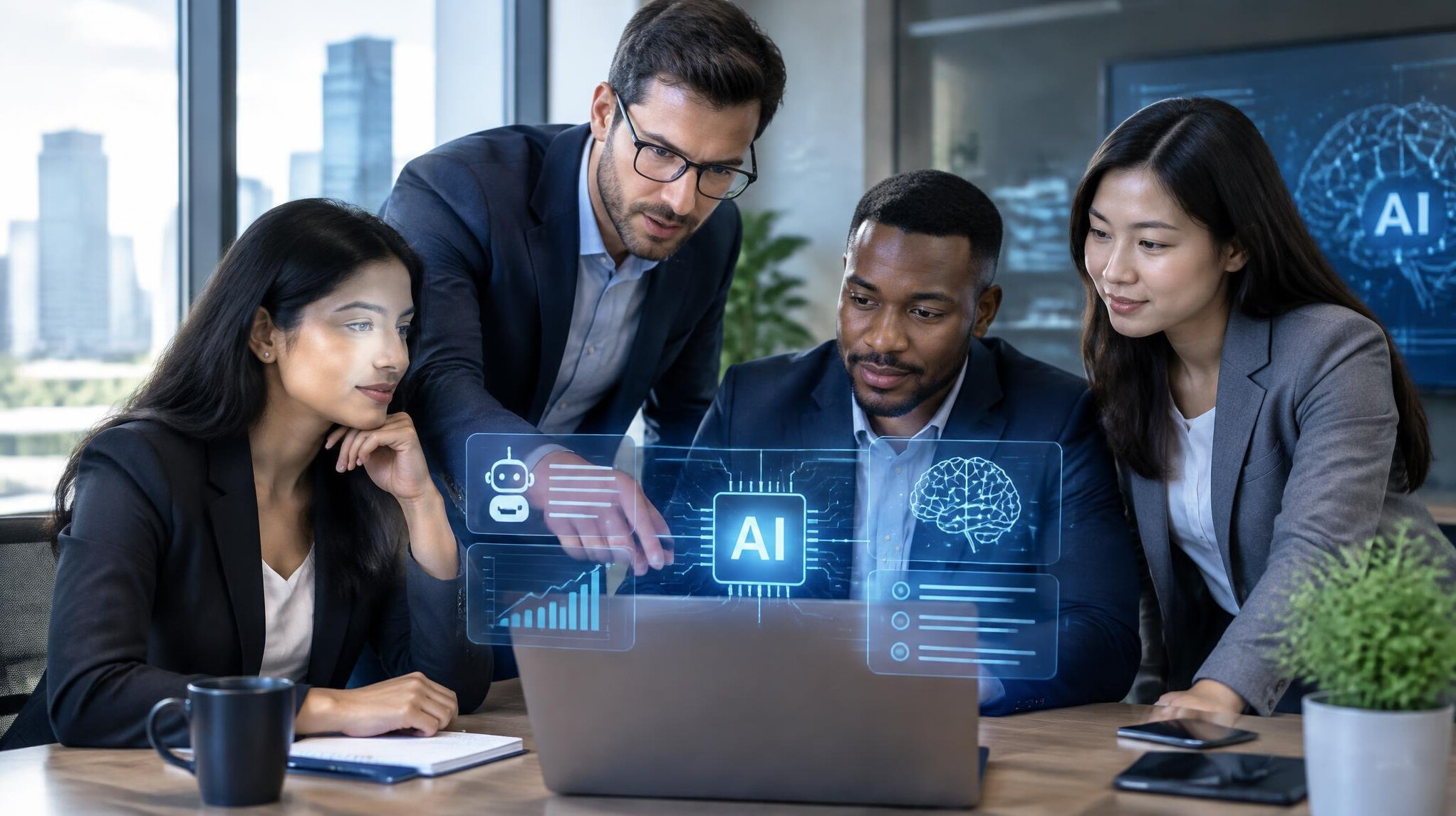 corporate team using ai software